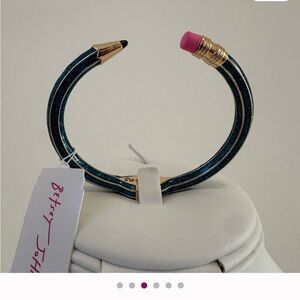 New NWT Betsey Johnson Pencil Hinged Bangle Bracelet $58!